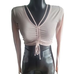Forever 21 Light Pink Long Sleeve Crop Top M